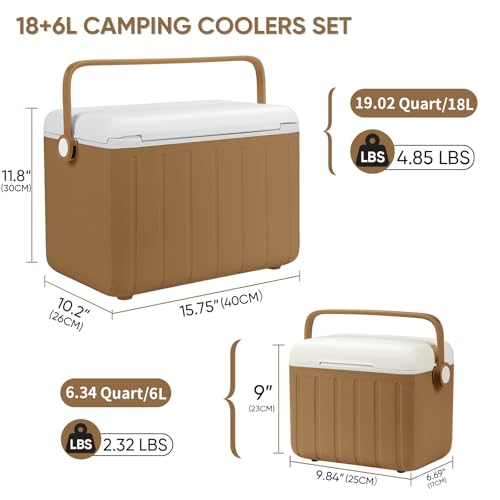 Image of 6Qt 13Qt 19Qt Northroad Camping Coolers,Stylish Macaron Color Durable Hard Cooler,Portable Insulated Ice Chest with 24 /48 Hour Ice Retention,Multi- Size for Camping,Picnic,Beach,Travel