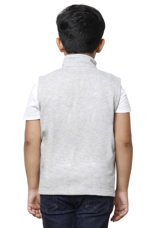 Image of IndiWeaves Boys Solid Fleece Warm Sleeveless Jackets for Winters (Pack of 1) Grey