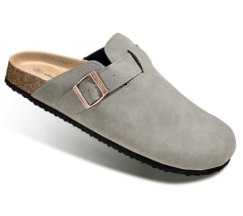 Image of BULLIANT Women Mules Clogs-Memory Foam Cushioned Cork Footbed-Fleece Lined