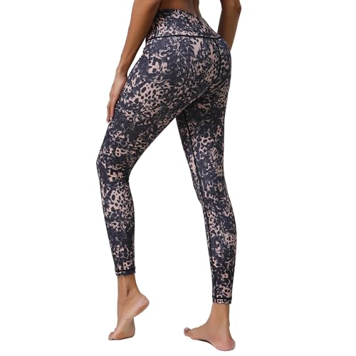 YuanDiannn Damen 7/8 Leoparden Yoga Hose Hoher Taille Stretch Sport Leggings Bunte Push Up Leggins Shape Tights Drucken Kompression Trainings Fitness Laufhosen Leo Lauftights 3# M