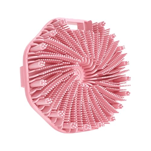 Cepillo de baño de silicona para ducha, cepillo de masaje suave con correa de mano antideslizante para mujeres, hombres, bebés, piel sensible (rosa)