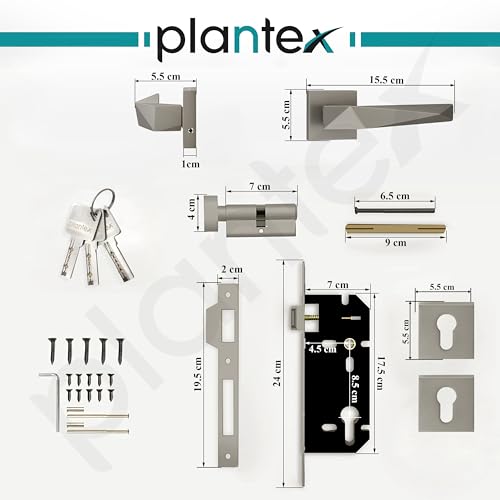 Image of Plantex Mortise Door Lock for Home /Main Door Lock Set /Mortice Lock Set with Brass Lock Body & Cylinder (7129, Satin White)