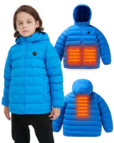 Image of HEWINZE Kids Heated Jacket,Lightweight Water-Resistant Hooded Puffer Heated Coat for child with 5V Battery Pack(Unisex)