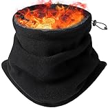 [Andeor] 【大きいサイズ追加】 ネックウォーマー メンズ 冬 防寒 【360°極めた暖かさ・柔らかい肌触り・調節コードつき】 ネックガード 裏起毛 厚手 防風 暖かい 柔らかい 伸縮性 多機能 通勤・通学・自転車・バイク・登山・スキー・ジョギング 男女兼用 (ブラック-大きいサイズ版)