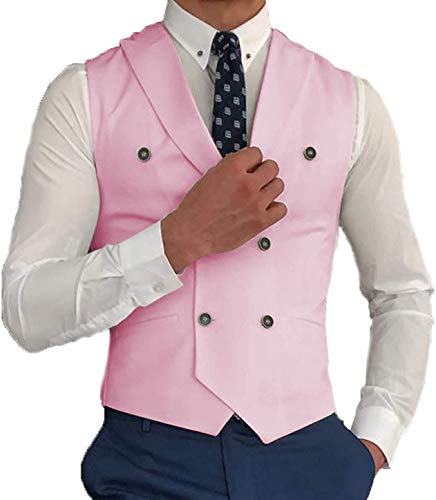 Vest for Men Peak Lapel Slim Fit Suit Vest Double Breasted White Suit Waistcoat3