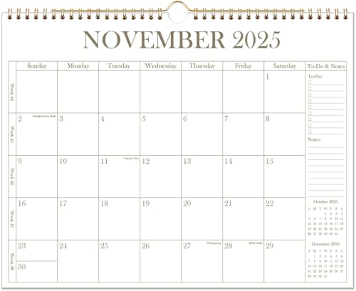 2026 Calendar - Wall Calendar 2026 from November 2025 - December 2026, 20 Months Calendar with Premium Paper, Twin-Wire Binding & Hanging Hook, 12" x 14.5", Golden 2026 Calendar - Wall Calendar 2026 from November 2025 - December 2026, 20 Months Calendar with Premium Paper, Twin-Wire Binding & Hanging Hook, 12" x 14.5", Golden