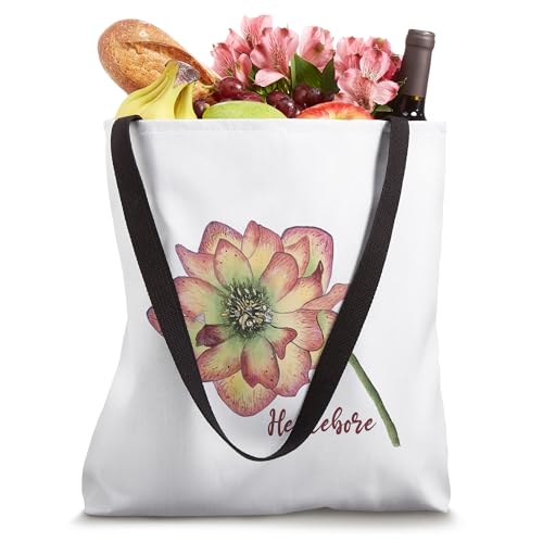 Bolso Tote con diseño botánico pintado a mano Hellebore miniatura 4