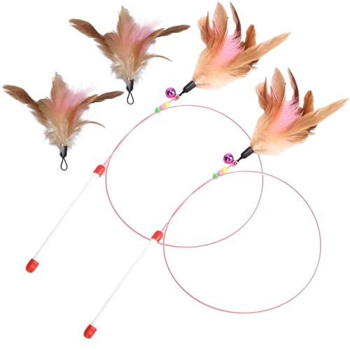 RANYAKE 2Pièces Plumeau de Jeu pour Chat,Canne a Peche Chat