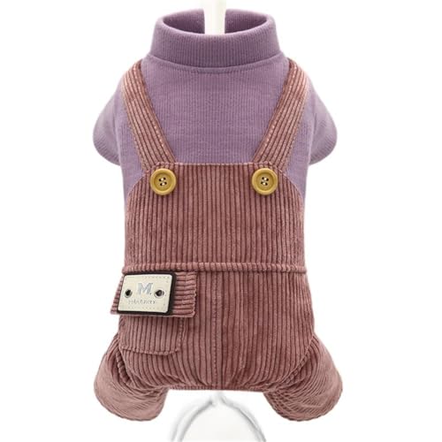 AttRex かわいい 犬服 パーカー 秋冬 ペット服 コート 暖かい 防寒 ドッグウェア ロンパース つなぎ 柔らかい 小中型犬 オーバーオール 四つの足 洋服 抜け毛防止 お散歩お出かけ (XS,ピンク)