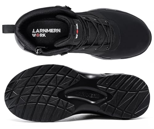 LARNMERN Steel Toe Boot Men Non Slip Work Shoe Rainproof Safety Toe Sneaker Side Zipper Industrail Boot Air Cushion High Top Tactical Shoe2