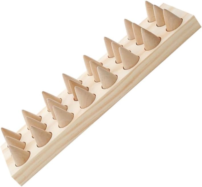 Wooden Jewelry Ring Holder Stand, Narrow 24-point Finger Display Rack, Jewelry Organizer for Ring Storage and Showcase, Natural Wood Accessory Display for Home and Retail