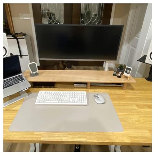 Image of Deskvue 46 inch Dual Monitor Desk Shelf | with FULL LENGTH Aluminum Under-Shelf | Large Monitor Riser | Office Desk Storage | Grovemade Inspired | WHITE OAK