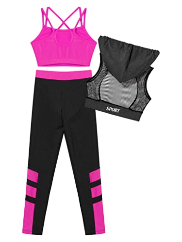 Hansber Kids Girls Athletic Tracksuit Sports Hoodie Crop Top with Jogger Sweatpants Hip Hop Streetwear Dancewear2