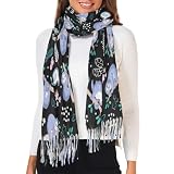 Fustylead Lindos perezosos con hojas tropicales a la moda suave imitación cachemira sensación chales envolturas invierno cálido bufandas grandes regalos hombres mujeres, Negro, Talla única