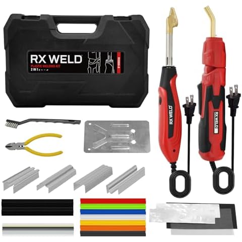 RX WELD Plastic Welder, 2 in 1 Plastic Welding Kit, 400PCS Hot Staples Plastic Repair Kit For Car Bumper Cracks, Kayaks, Plastic Toys Cover