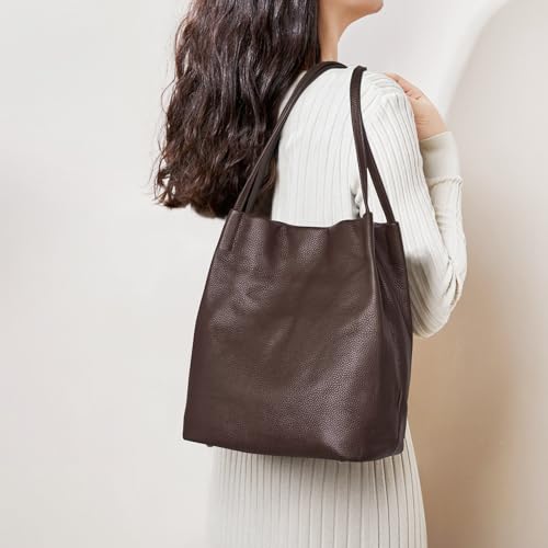 Image of Kattee Women Soft Genuine Leather Totes Shoulder Bag Purses and Handbags with Top Magnetic Snap Closure