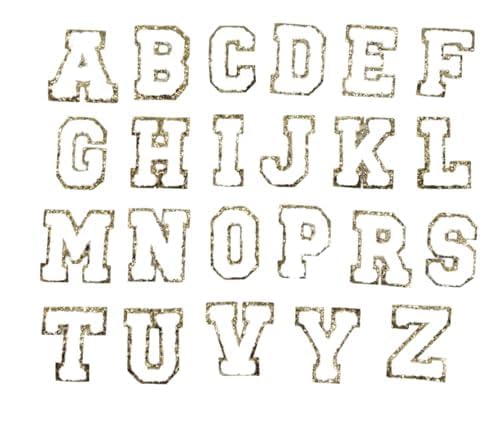23pcs Custom Morale Designer Chenille White English Letter Alphabets | Glitters Patch Sweater Logo On Embroidered Sew On/Iron On Patch Applique | for Clothes, Hat, Bags, DIY Accessories (Alphabet - Pack of 23)