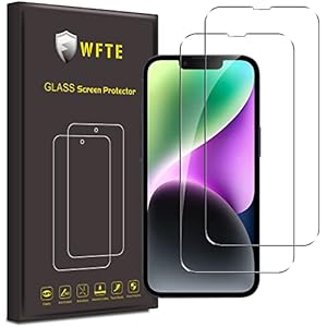 WFTE [2-Pack Screen Protector for iPhone 16E/iPhone 14/iPhone 13/iPhone 13 Pro(6.1-Inch), High Transparency, Anti-fingerpri... Premium Tempered Glass Screen Protector For iPhone 14
