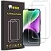 WFTE [2-Pack Screen Protector for iPhone 16E/iPhone 14/iPhone 13/iPhone 13 Pro(6.1-Inch),High Transparency,Anti-fingerpri... Premium Tempered Glass Screen Protector For iPhone 14