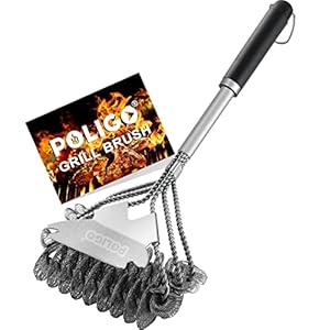 POLIGO 18″ Grill Cleaner Brush Safe Grill Brush and Scraper Bristle Free – Stainless Steel BBQ Brush for Grill Cleaning – Wireless Grill Brush with BBQ Scraper for Grill – Gifts for Grill Wizard