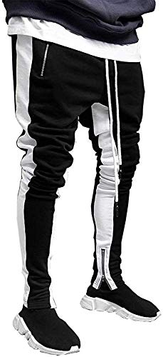 Banana Bucket Mens Track Pants Slim Fit Running Jogger Athletic Casual Pants with Drawstring (Black,26-28 Inch)