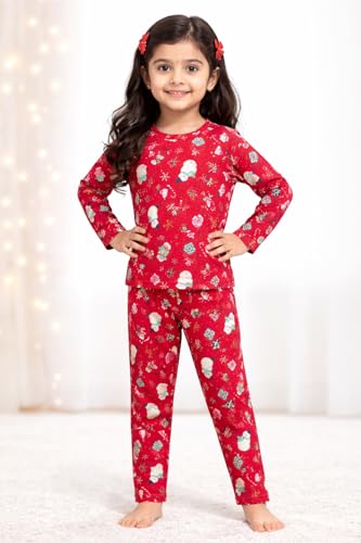 Image of NammaBaby Girl's Soft Cotton Night Suit (Printed T-Shirt & Pant Set /Girls Night Dress /Nightwear) Pack of 1