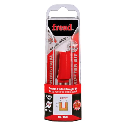 Image of Freud 12-150: 23 /32 inch (Dia.) Double Flute Straight Bit with 1 /2 inch Shank