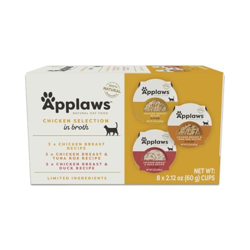 Applaws Natural Wet Cat Food, 8 Count, Limited Ingredient Cat Food Pots, Chicken Variety Count in...
