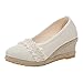 Closed Toe Sandals for Women Ladies Dressy Summer Linen Slip On Platform Wedge Breathable Sandals Elegantes Espadrilles Fashion Buckle Strap Comfortable Sandal Casual Travel Party Walking Shoes