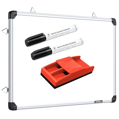 Image of Amazon Brand - Solimo Non-Magnetic Whiteboard & Chalkboard 2x3 Feet (60x90 cm) | 2 Markers + Duster | Dry Erase & Chalk Board | Home Office School Kids (2x3 feet, Pack of 4 Items)