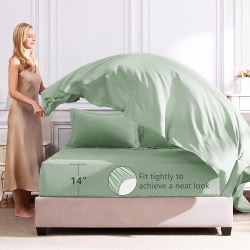 Image of CozyLux Full Size Comforter Sets Sage Green - 7 Pieces Bed in a Bag Full, Luxury Soft Bed Set for All Seasons, Bedding Set with Down Alternative Comforter, Sheets, Pillowcases & Shams