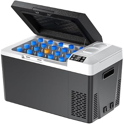 Marsail 12 Volt Car Refrigerator, 24QT Electric Cooler, Portable Car Fridge with Battery Power Option, 12/24V DC and 110-240V AC for Truck, RV, SUV, Travel, Camping, Road Trips -4F to +68F