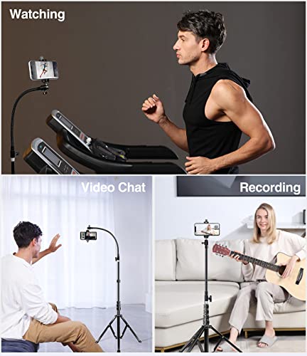 Elitehood 81" Tall Flexible Tripod Stand for iPhone with 17in Adjustable Gooseneck with Remote Compatible with iPhone 13 Pro Max / 13 Pro / 12 Pro Max, Android Phone