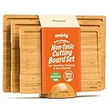 SMIRLY Wooden Cutting Boards for Kitchen Meal Prep & Serving - Bamboo Cutting Board Set with Holder, Charcuterie & Chopping Board, Wood Cutting Board Set, Kitchen Gadgets