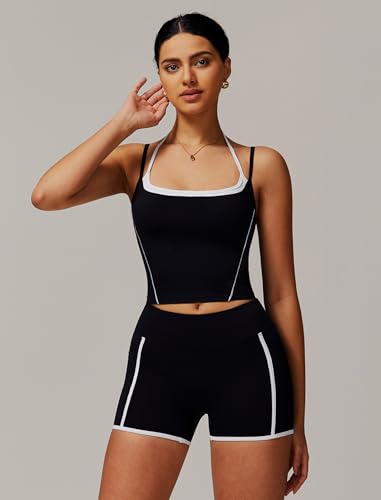 Two Piece Workout Sets For Women Tank Top and High Waist Booty Lifting Shorts Gym Yoga Active Outfits with Pockets2