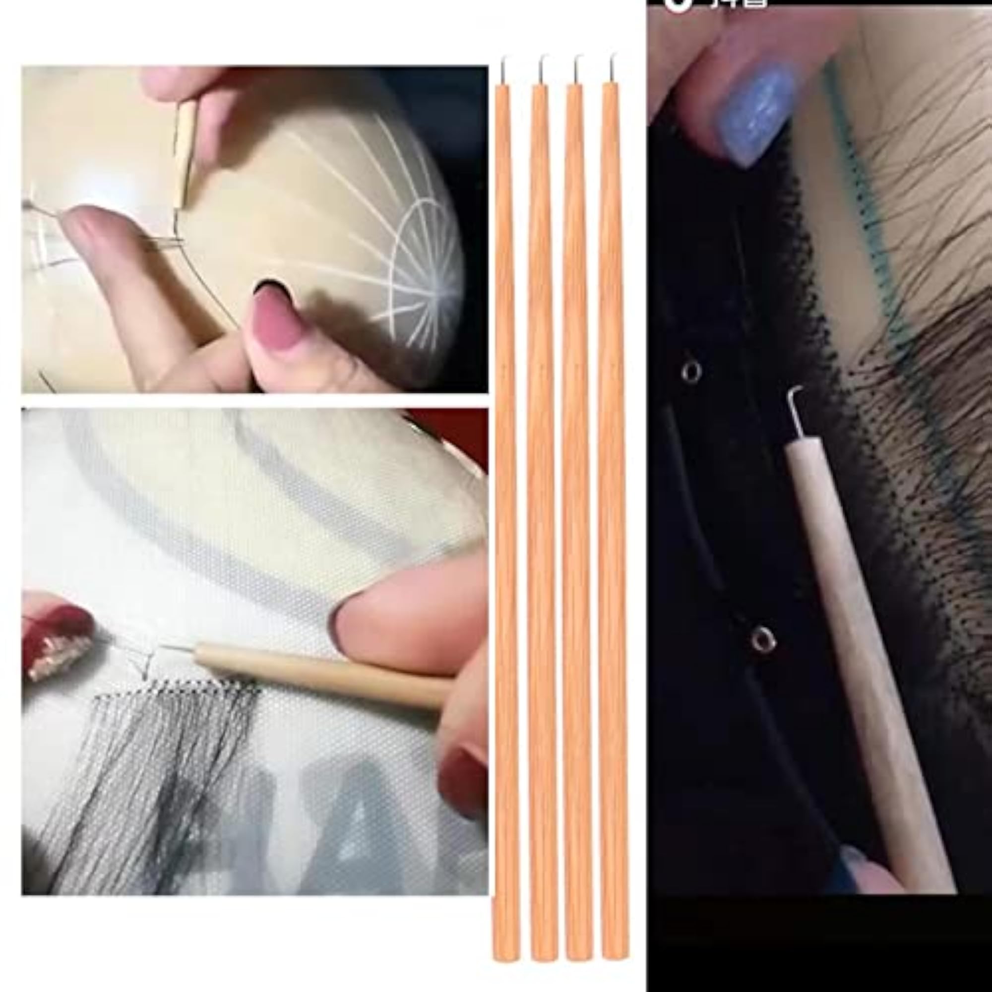 4 Pieces Lace Wig Ventilating Needles for Hair Weave