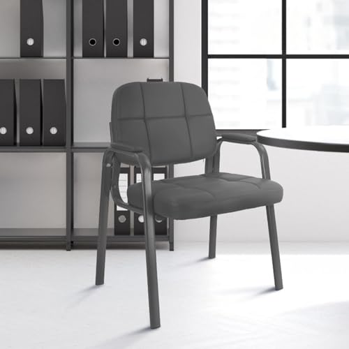 Image of CLATINA Classic Reception Chair with Padded Armrests and Sturdy Steel Frame, Ergonomic Guest Chair for Office Conference Waiting Meeting Room, Grey (8 Pack)