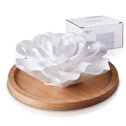 Passive Essential Oil Diffuser Aromatherapy Passive Mini Ceramic Essential Oil Small Diffuser for Desk Office Home Gift (Roses)