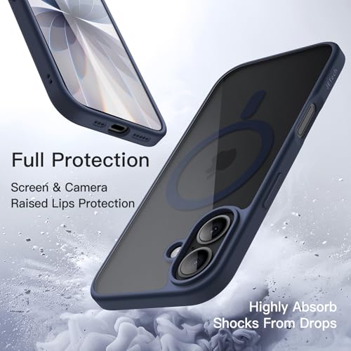 Image of JETech Magnetic Case for iPhone 17 6.3-Inch Compatible with MagSafe, Shockproof Phone Bumper Cover, Solid Color Matte TPU Frame, Anti-Scratch Clear Back (Storm Blue)