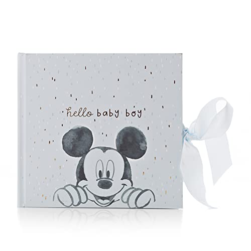 Image of Happy Homewares Hello Baby Boy Mickey Mouse Blue Photo Album 4" x 6" - Baby Shower or New-Born Birthday Gift - Officially Licensed