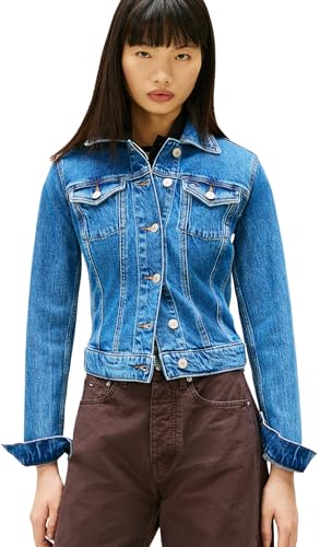 Tommy Jeans Damen VIVIANNE SKN JACKET CI8132 EXT DW0DW22489 Trucker Jacke, Denim (Denim Medium), XL, Denim (Denim Medium), XL