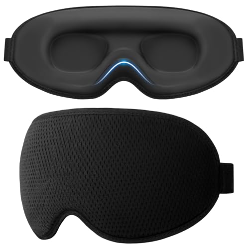 Gritin Schlafmaske für Seitenschläfer Herren & Damen Bequem, Upgrade 3D Schlafbrille mit Verstellbar Gummiband, Atmungsaktive Lichtblockierend, Ergonomische Augenmaske für Nickerchen, Flugzeug usw.