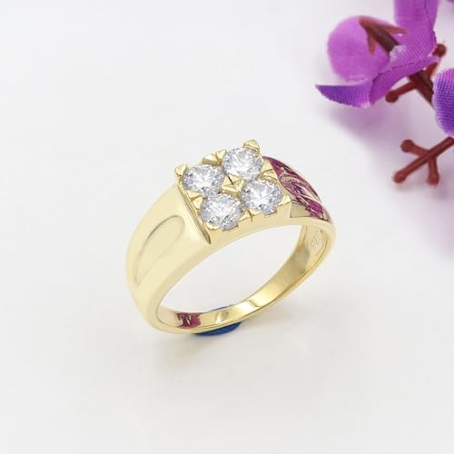 Bague diamant moissanite en argent 925 plaqué or jaune 18k