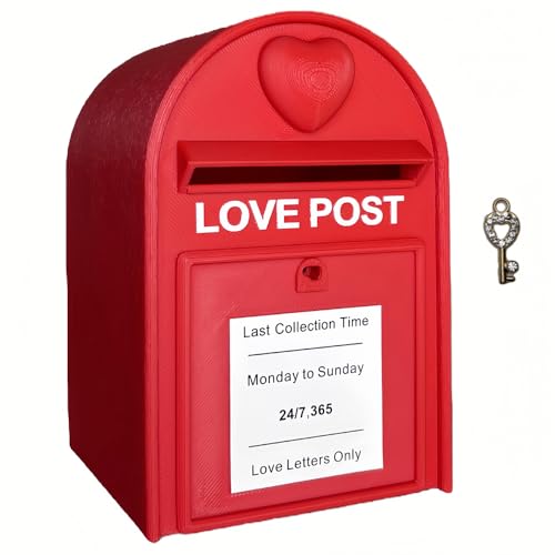 Red Mail Box with Lock-Mini Love Letter with Envelope Gifts For Boyfriend Girlfriend