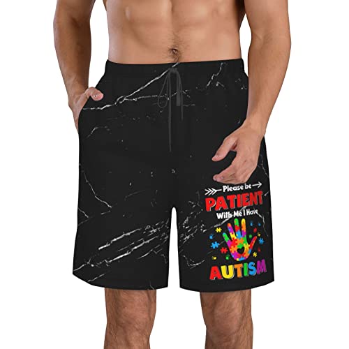Kkaingg Autism Please Be Patient with Me I Have Autism Mens Swim Trunks Swim Shorts Beach Shorts with Pockets Swimsuit