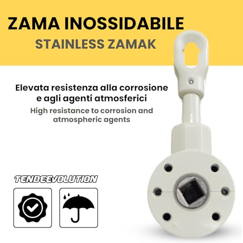 Treuil de store extérieur autobloquant TENDEEVOLUTION en zamak robuste blanc