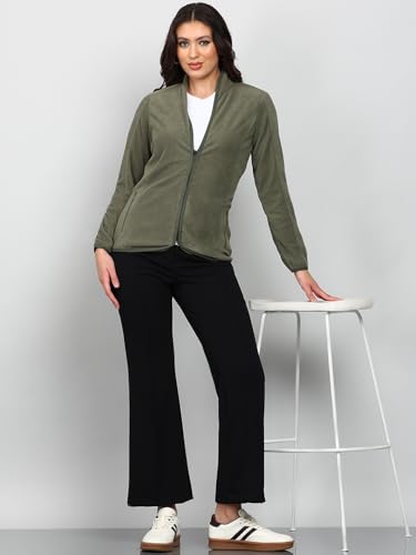 Image of Alan Jones Clothing Women's Standing Collar Zipper Fleece Standard Length Jacket