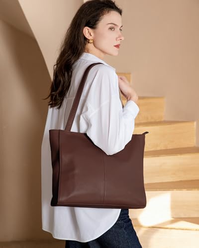 Image of befen Genuine Leather Tote Bag for Women Work Travel Leather Purse Handbags