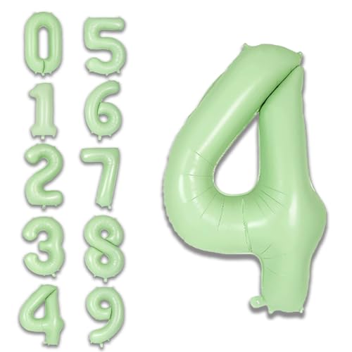 Image of Solid Green 4 /Four Number Foil Balloons 32 inch 4th Birthday Party Decoration Helium Supported