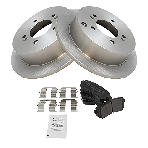 Image of TRQ Rear Brake Pad and Rotor Set Semi Metallic Solid Rotors